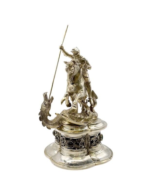 Continental silver sculpture with St George and dragon, c.1900. - image 7