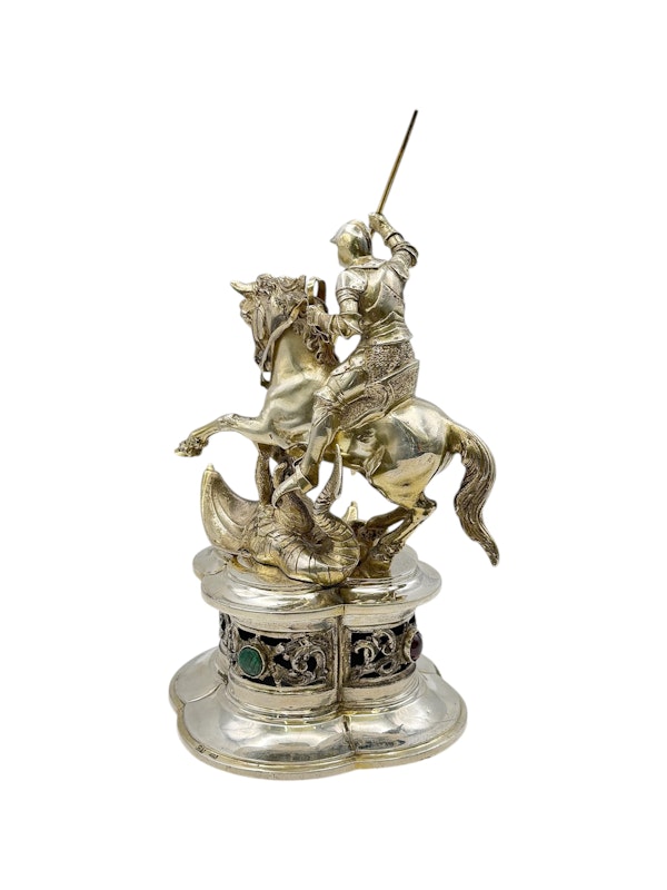 Continental silver sculpture with St George and dragon, c.1900. - image 5