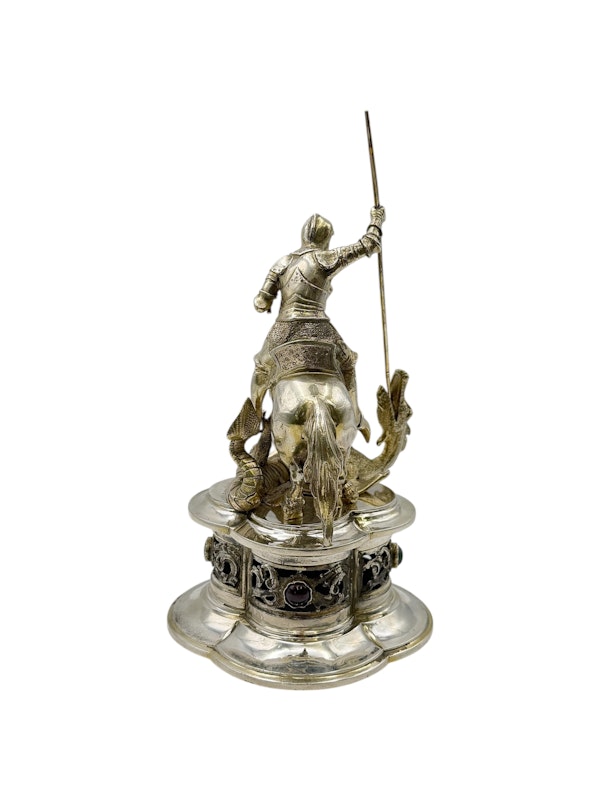 Continental silver sculpture with St George and dragon, c.1900. - image 4