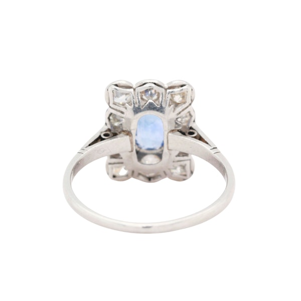 Ceylon Sapphire Old Mine Cut Diamond Cluster Ring - Charlotte Sayers - image 3