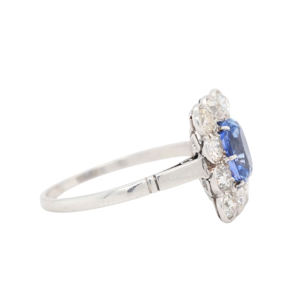 Ceylon Sapphire Old Mine Cut Diamond Cluster Ring - Charlotte Sayers - image 2