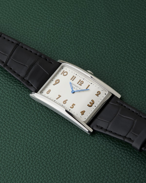 Tiffany & Co. New York East West Drivers Silver Art Deco Watch Boxed - image 6