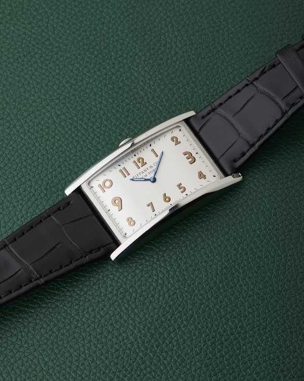 Tiffany & Co. New York East West Drivers Silver Art Deco Watch Boxed - image 7