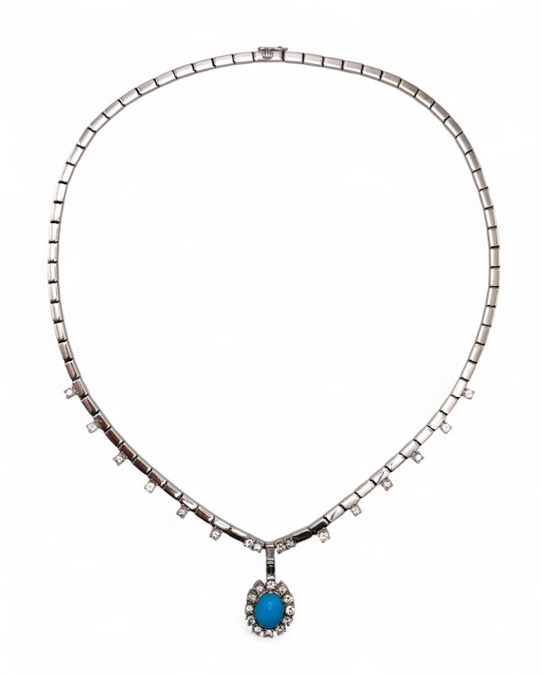 Stunning Articulated Turquoise Halo Necklace - image 4