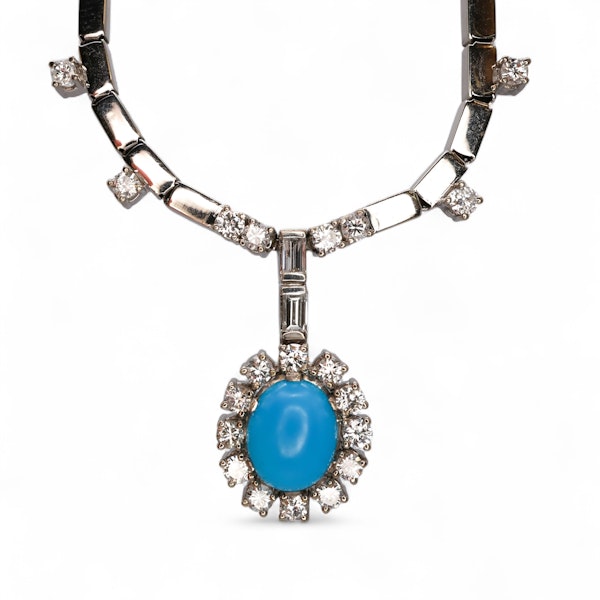 Stunning Articulated Turquoise Halo Necklace - image 3