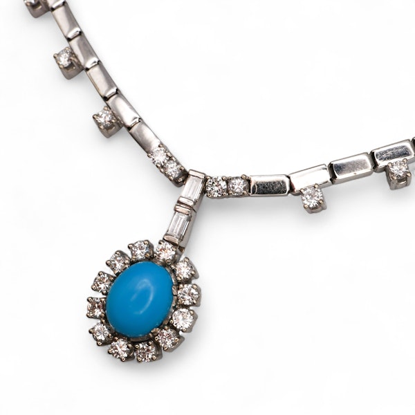 Stunning Articulated Turquoise Halo Necklace - image 2