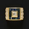 Vintage Gold "Tank" Ring – Blue Sapphire & Diamond Mosaic - image 1