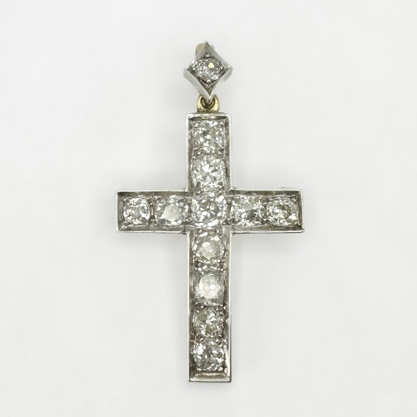 Antique Victorian Diamond Cross Pendant - Saddingtons Jewellery Stand 375 - image 2