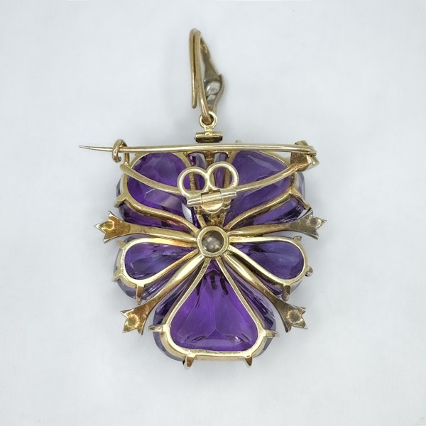 Victorian Amethyst & Diamond Flower Pendant - Saddingtons Jewellery Stand 375 - image 5