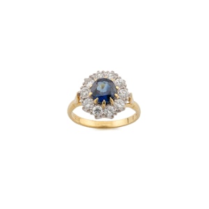 Vintage 18ct Yellow Gold Sapphire and Diamond Cluster Ring