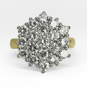 Diamond Halo Cluster Ring - Saddingtons Jewellery Stand 375