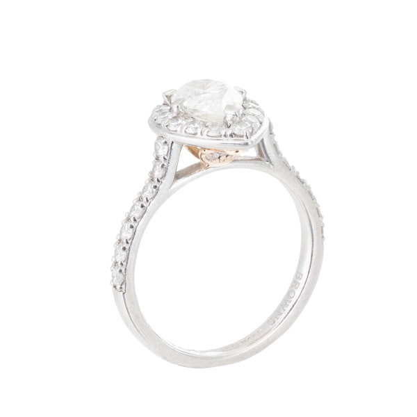 Browns Pear Shaped Diamond Halo Ring in Platinum and Rose Gold | GIA Certified - image 2