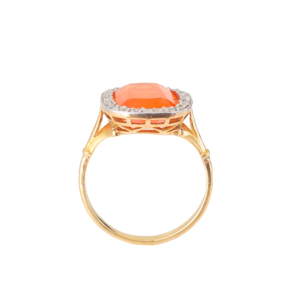 Art Deco Australian Fire Opal & Diamond Ring in 18ct Gold & Platinum - image 1