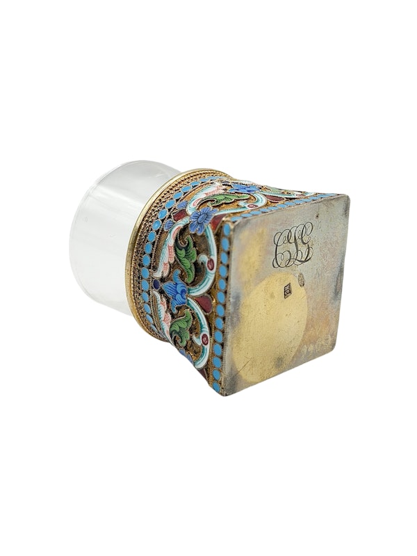 Russian silver gilt and cloisonné enamel vodka cup, Moscow, c.1900 by Ivan Saltykov. - image 5