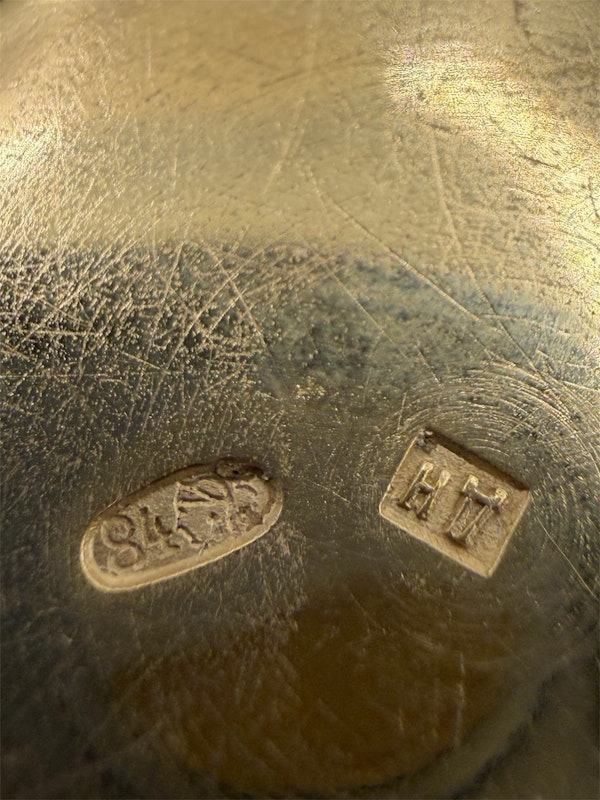 Russian silver gilt and cloisonné enamel pair of vodka cups, Moscow c.1900 by Dmitriy Nikolaev. - image 5