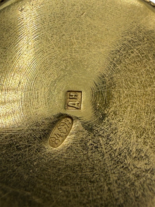 Russian silver gilt and cloisonné enamel pair of vodka cups, Moscow c.1900 by Dmitriy Nikolaev. - image 6