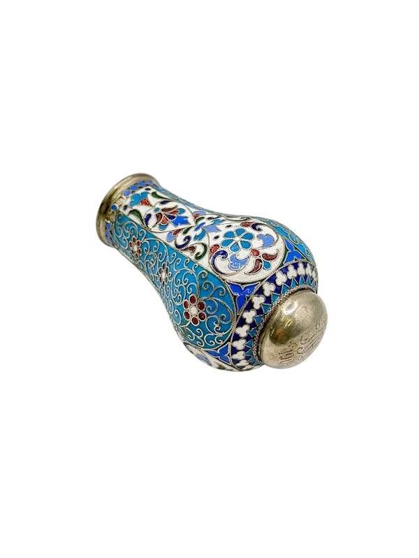 Russian silver and cloisonné enamel walking stick handle, Moscow c.1900. - image 4