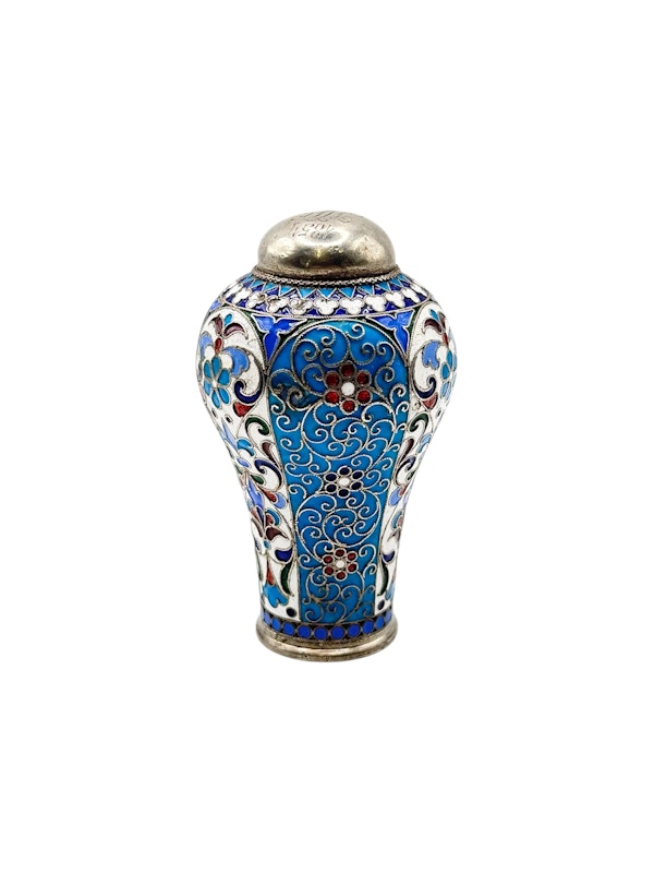 Russian silver and cloisonné enamel walking stick handle, Moscow c.1900. - image 3