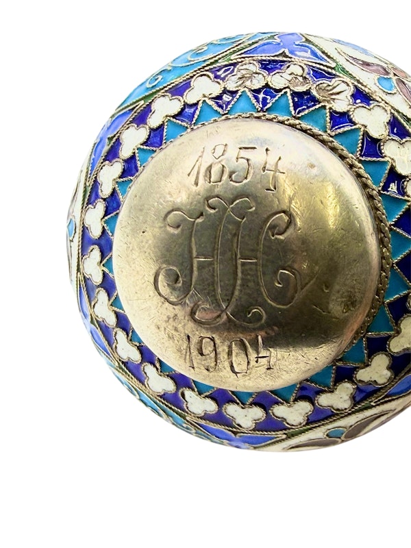 Russian silver and cloisonné enamel walking stick handle, Moscow c.1900. - image 6
