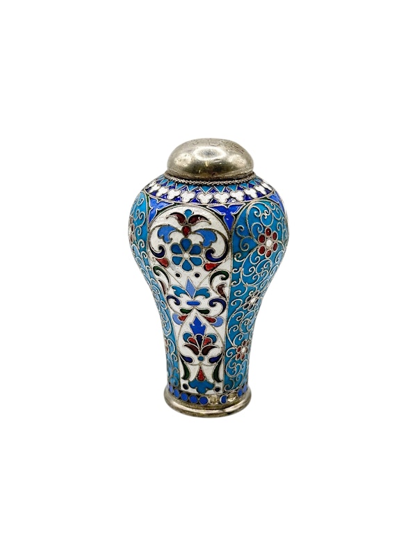 Russian silver and cloisonné enamel walking stick handle, Moscow c.1900. - image 2