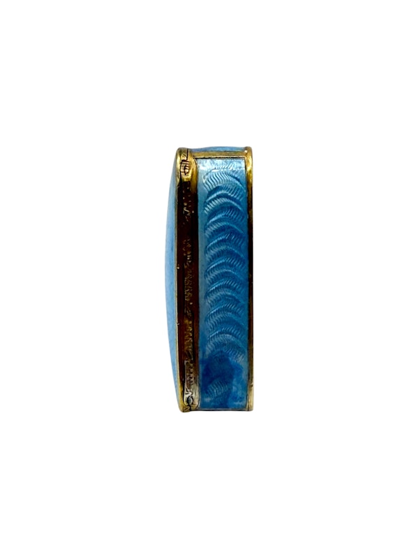 Faberge silver gilt and guilloche enamel triangle pill box, St Petersburg, c.1910 by Anna Ringe. - image 2
