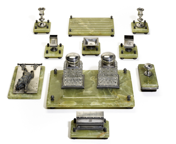 Russian silver and onyx desk set,  St Petersburg, c.1910 by V. Gordon. - image 3