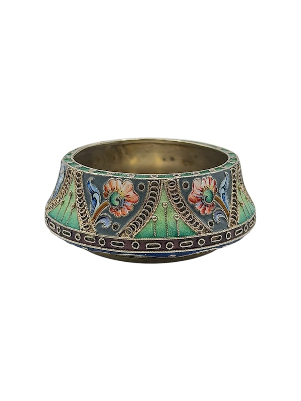 Russian silver gilt and cloisonné enamel salt, Moscow, c.1910 by Konstantin Skvortsov. - image 2
