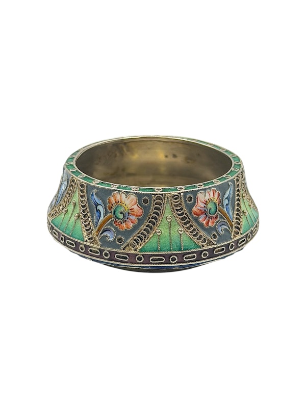 Russian silver gilt and cloisonné enamel salt, Moscow, c.1910 by Konstantin Skvortsov. - image 3