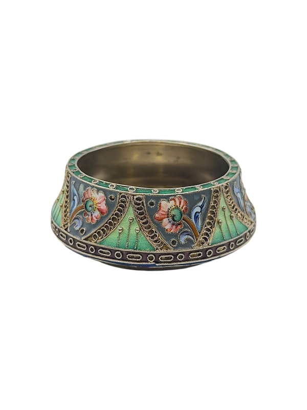 Russian silver gilt and cloisonné enamel salt, Moscow, c.1910 by Konstantin Skvortsov. - image 4