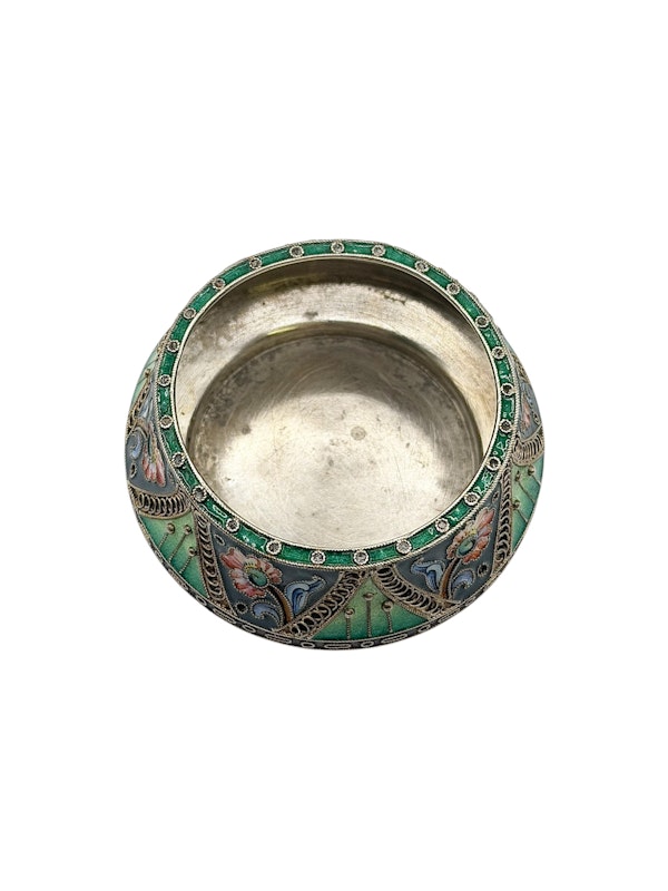 Russian silver gilt and cloisonné enamel salt, Moscow, c.1910 by Konstantin Skvortsov. - image 7