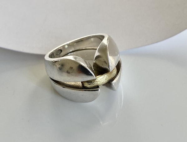 Georg Jensen silver & Gold ring - image 3