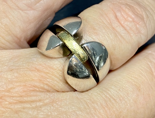Georg Jensen silver & Gold ring - image 4