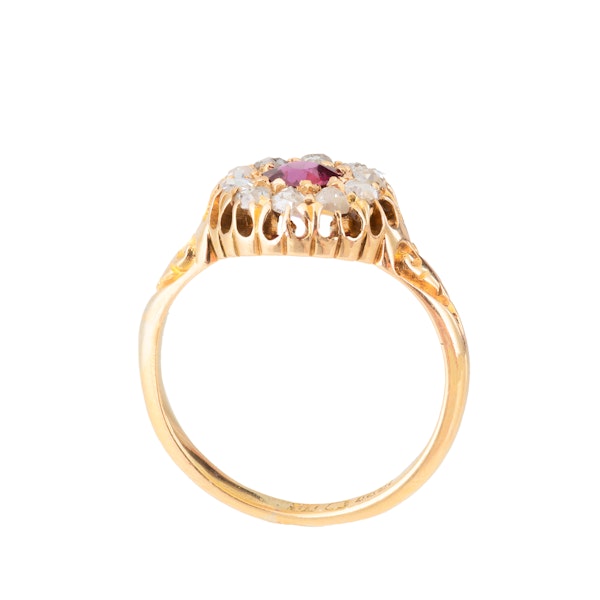 Victorian Burmese Ruby & Diamond Cluster Ring, 18ct Gold - image 2