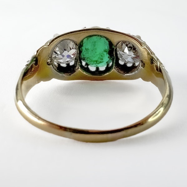 Antique Emerald Diamond 3 Stone Ring - Saddingtons Jewellery Stand 375 - image 4