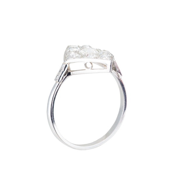 Art Deco Platinum Diamond Plaque Ring - image 2