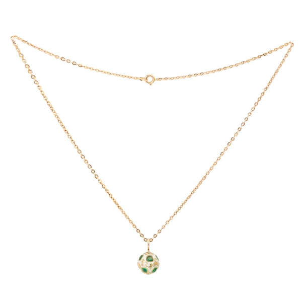 Late Victorian 18ct Gold Emerald & Enamel Orb Pendant - image 2