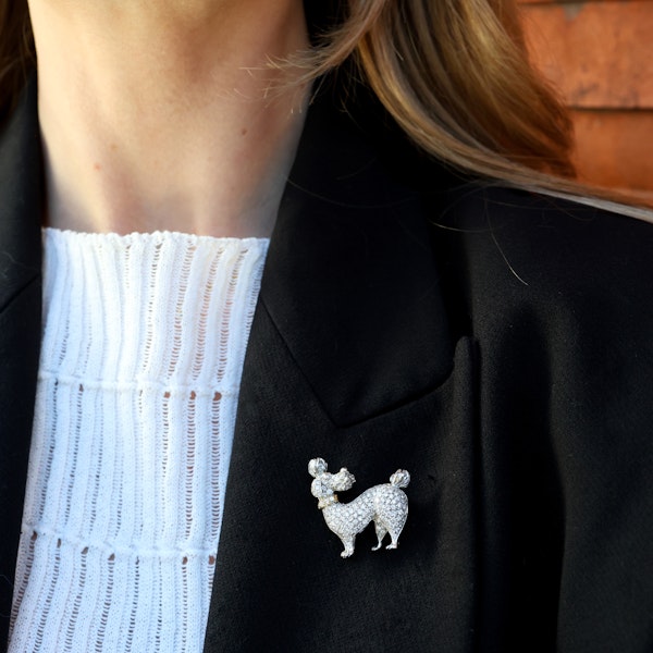 Vintage Italian Diamond and White Gold Poodle Brooch, 1994 - image 4
