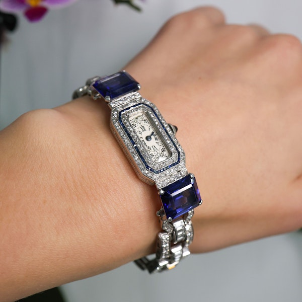 Black Starr & Frost Diamond and Platinum Cocktail Wristwatch, with Longines Movement, Circa 1930 - image 2