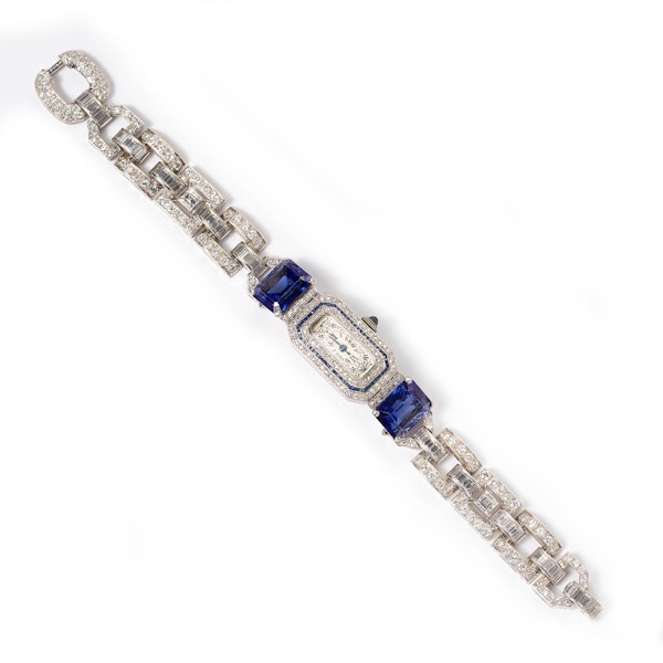 Black Starr & Frost Diamond and Platinum Cocktail Wristwatch, with Longines Movement, Circa 1930 - image 3