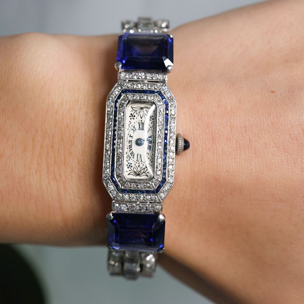 Black Starr & Frost Diamond and Platinum Cocktail Wristwatch, with Longines Movement, Circa 1930 - image 4