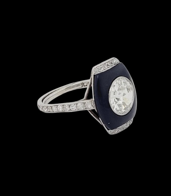 Art deco onyx and 1.90ct transitional cut diamond ring sku 8796 DBGEMS - image 3