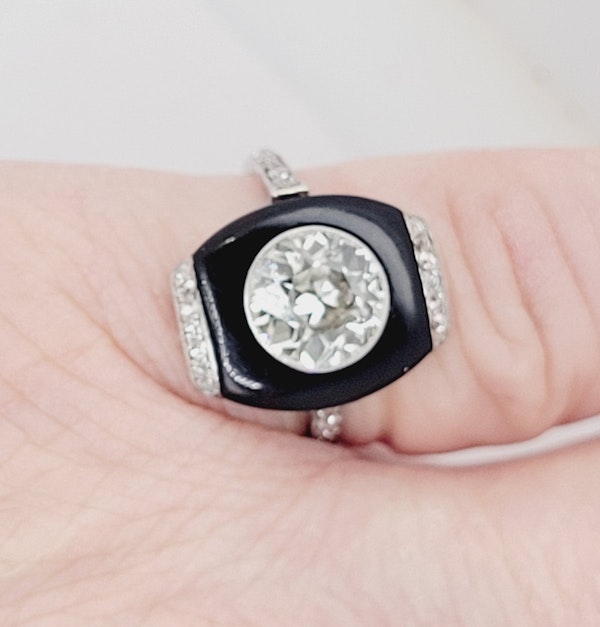 Art deco onyx and 1.90ct transitional cut diamond ring sku 8796 DBGEMS - image 2