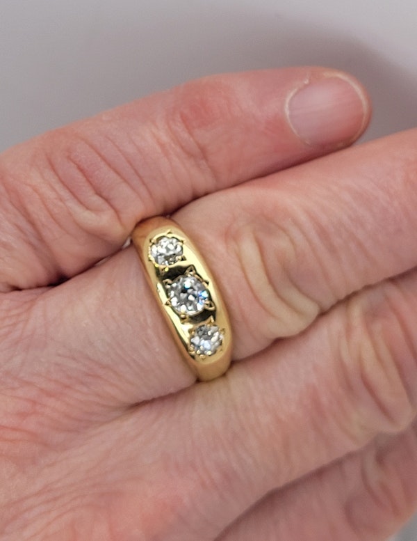 Antique three diamond gypsy set ring sku 8790 DBGEMS - image 2