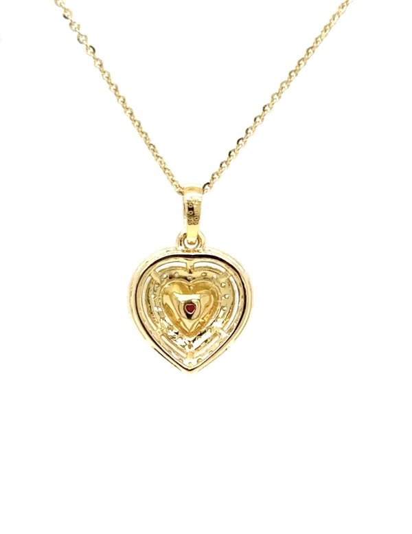 1.05 Ct Ruby & diamond heart necklace in 18k yellow gold - image 2