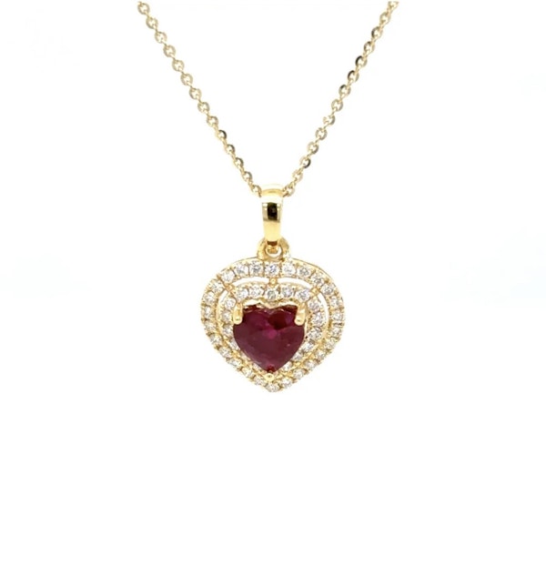 1.05 Ct Ruby & diamond heart necklace in 18k yellow gold - image 4