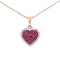 Heart Shape invisible set ruby & diamond pendant necklace 18K Rose Gold - image 1