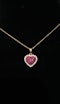 Heart Shape invisible set ruby & diamond pendant necklace 18K Rose Gold - image 3
