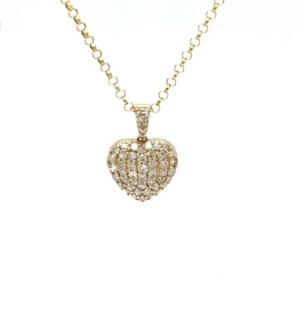 Small Heart Diamond Necklace 9k Yellow Gold - image 1