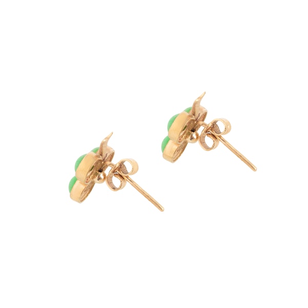 Pair of 1960s Jade and 9ct Gold Stud Earrings - image 2
