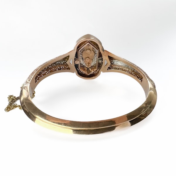 Antique Rose Gold & Platinum Diamond Bangle - Saddingtons Jewellery Stand 375 - image 4
